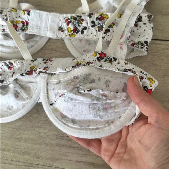 NWOT  Bundle of 2 Disney MICKEY UNLIMITED underwire Bra 100% cotton Vintage 34B - Picture 4 of 5